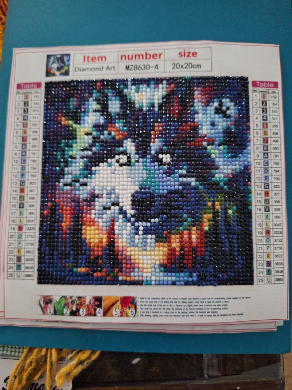 Colorful Wolf Diamond Art Mosaic - Multicolor